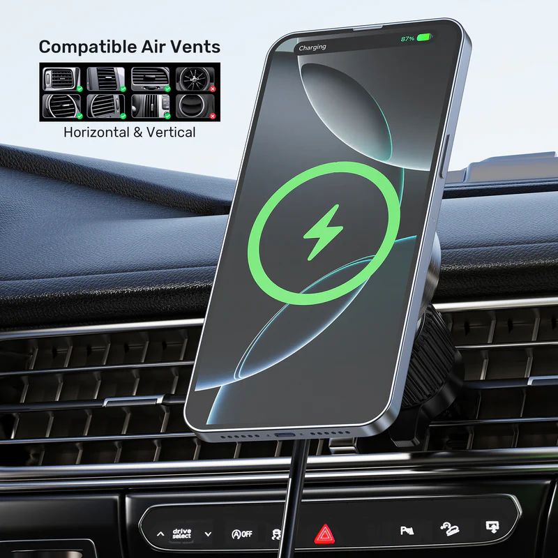 Unitek Qi2 Magnetic Wireless Car Charger Black
