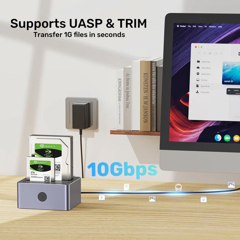 Unitek Y-3027GY01-EU 10Gbps Dual-Bay SATA Docking Station Space Grey