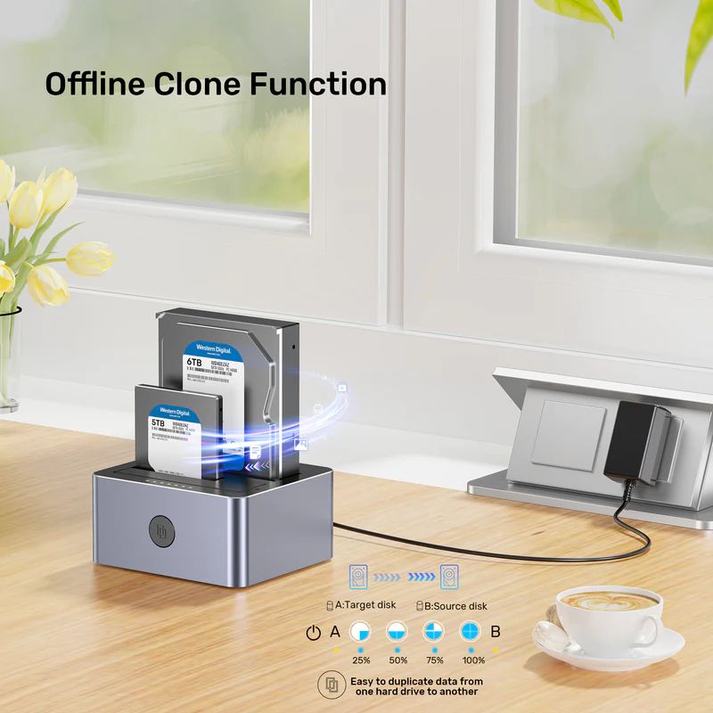 Unitek Y-3027GY01-EU 10Gbps Dual-Bay SATA Docking Station Space Grey