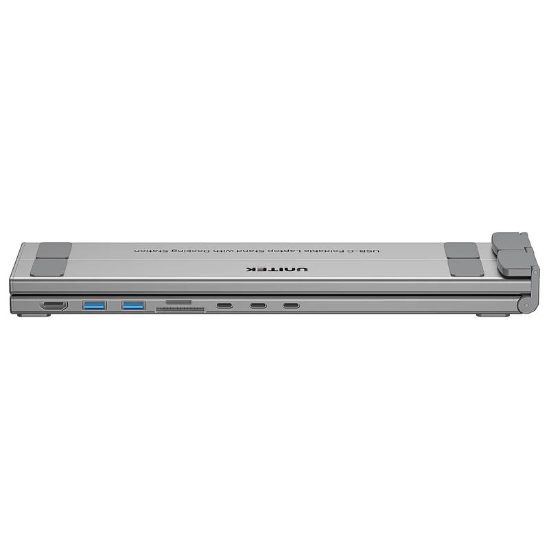 Unitek USB-C Foldable Laptop Stand with Docking Station Silver