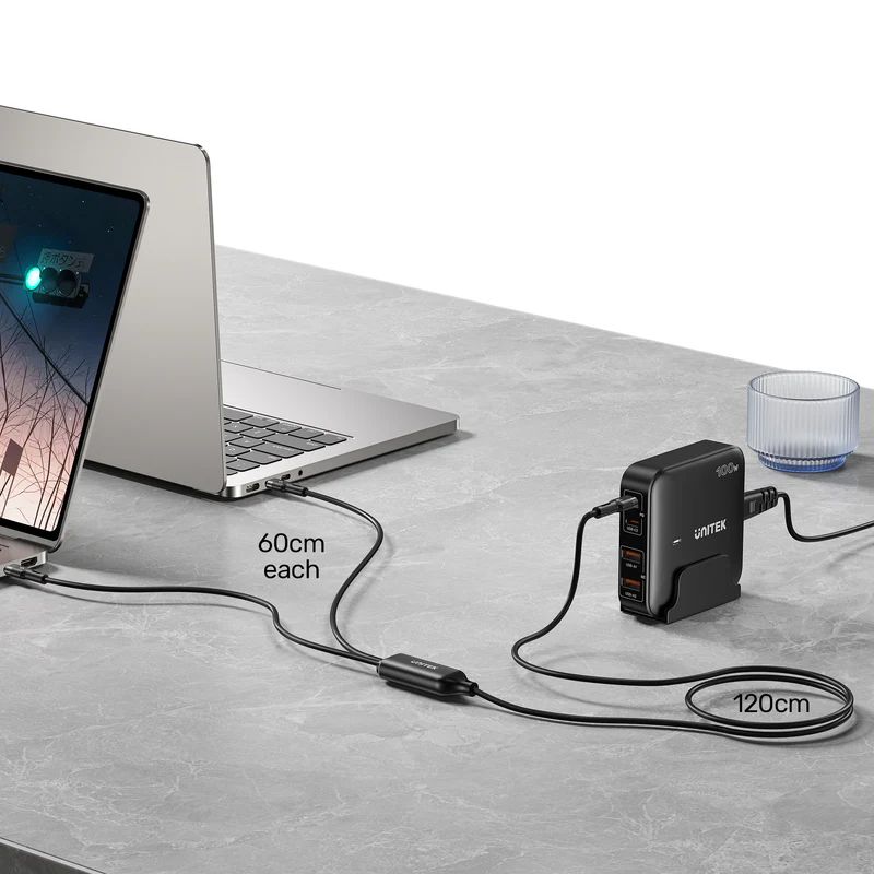 Unitek PD100W 2-in-1 USB-C Cable 1,8m Black