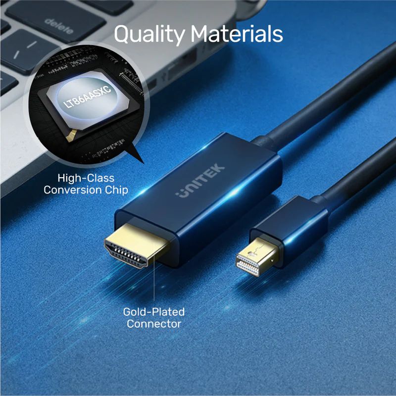 Unitek 4K 30Hz Mini DisplayPort to HDMI 1.4 Cable 2m Black
