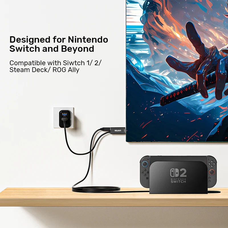 Unitek USB-C to HDMI 4K 60Hz Cable with PD 100W 2m Black