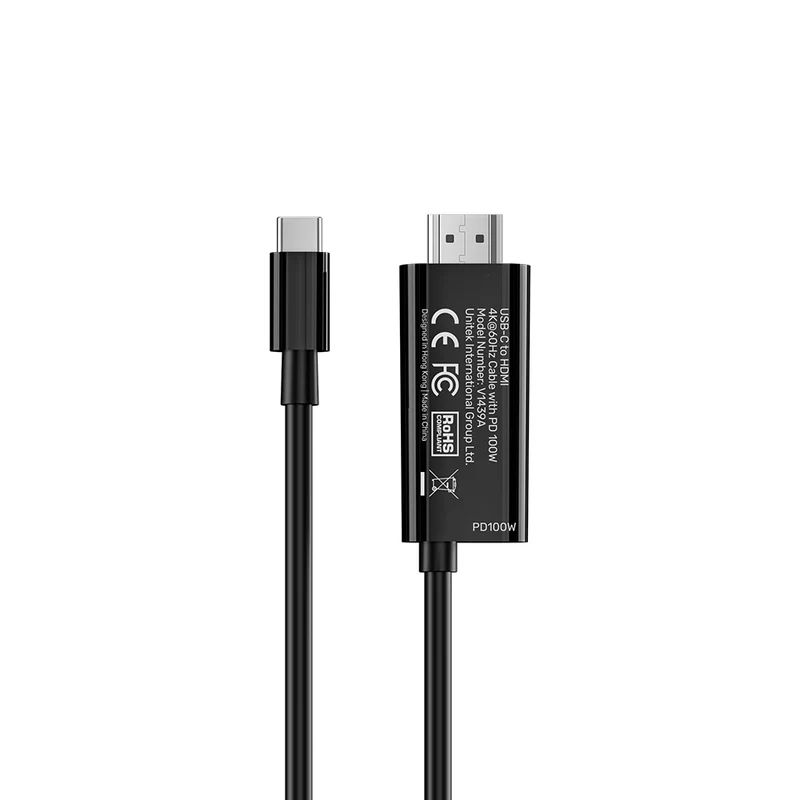 Unitek USB-C to HDMI 4K 60Hz Cable with PD 100W 2m Black