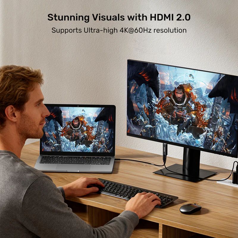 Unitek USB-C to HDMI 4K 60Hz Cable with PD 100W 2m Black
