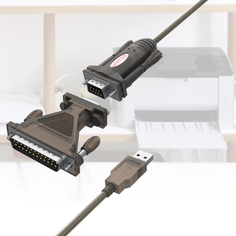 Unitek USB to Serial RS232 Cable with DB9F to DB25M Adapter 1,5m Transparent