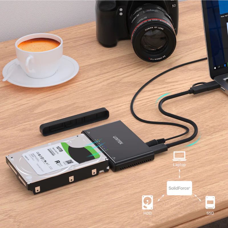 Unitek SolidForce+ USB-C to PCIe/NVMe M.2 SSD Enclosure plus SATA III Adapter with Offline Clone