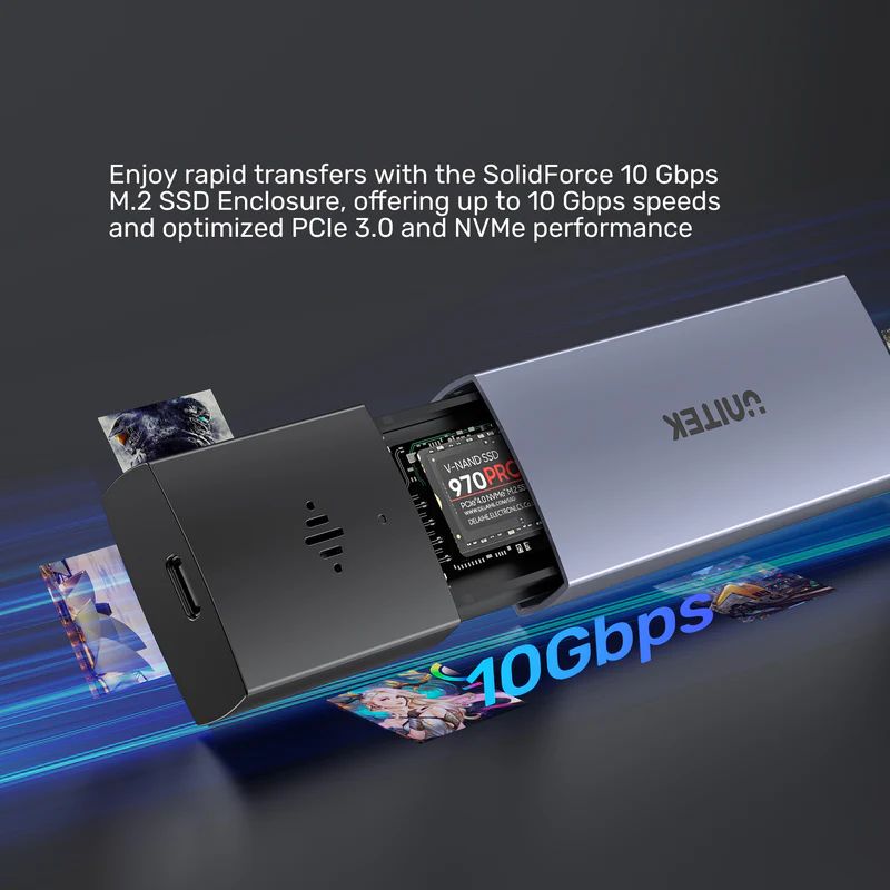 Unitek SolidForce Smart Anti-loss M.2 SSD Enclosure Space Grey