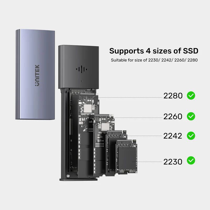 Unitek SolidForce Smart Anti-loss M.2 SSD Enclosure Space Grey