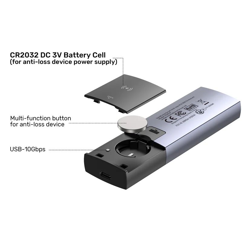 Unitek SolidForce Smart Anti-loss M.2 SSD Enclosure Space Grey