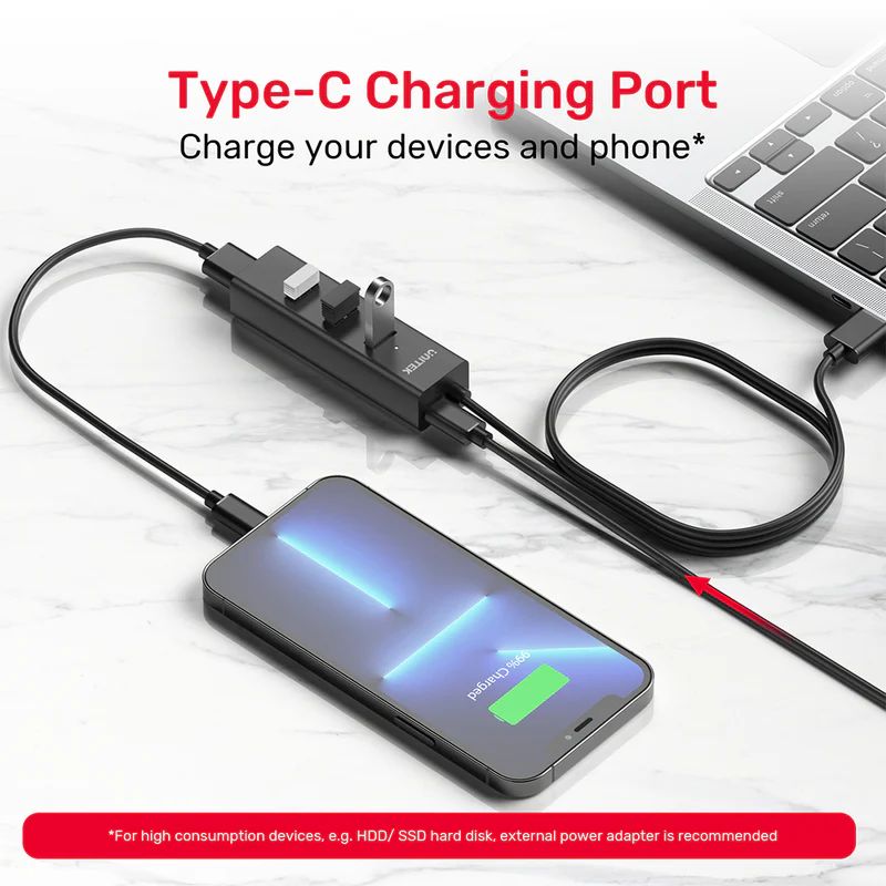 Unitek 4-in-1 USB-A 5Gbps Hub Black