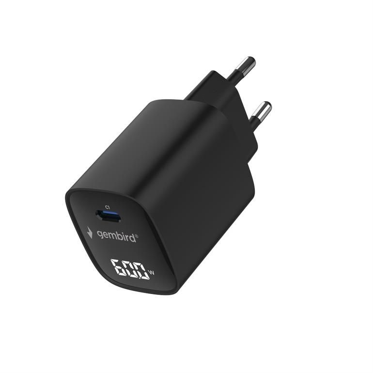 Gembird 60W USB Type-C fast charger LCD Black