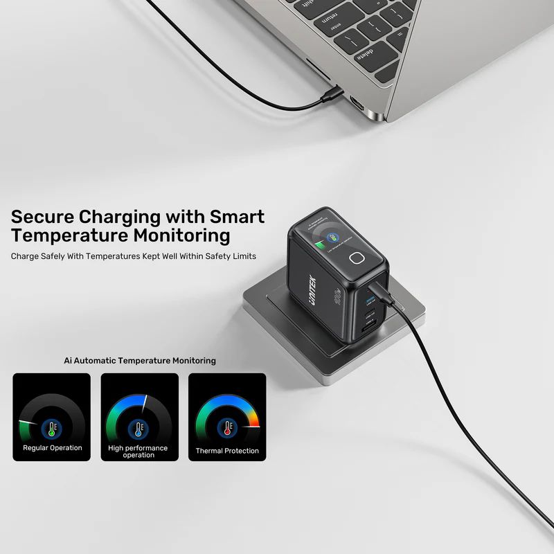Unitek Rexo 100W 4-Port GaN Charger with Smart Display Black