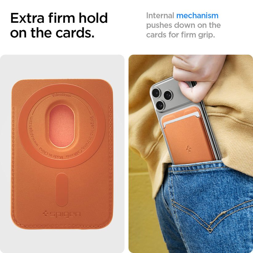 Spigen Valentinus MagSafe Wallet 3 Card Metallic Orange