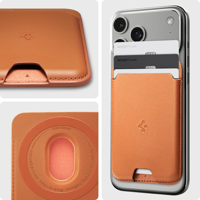 Spigen Valentinus MagSafe Wallet 3 Card Metallic Orange