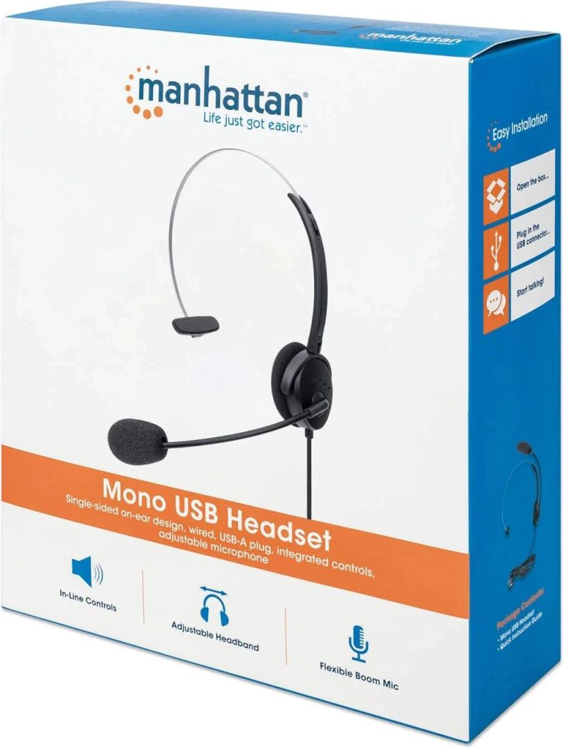 Manhattan Mono USB Headset Black