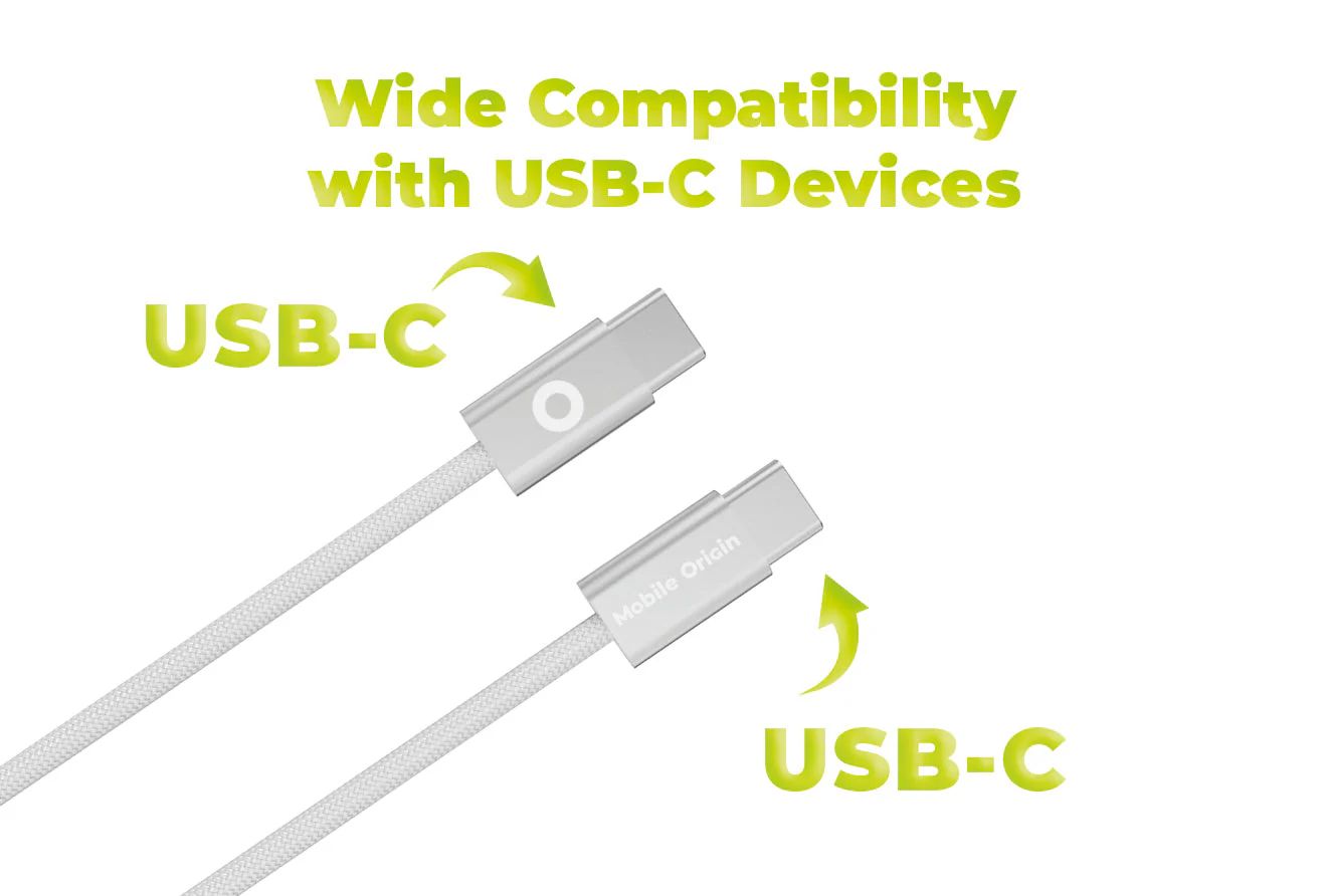 Mobile Origin CB11 60W UltraSlim USB-C to USB-C Cable 1m White