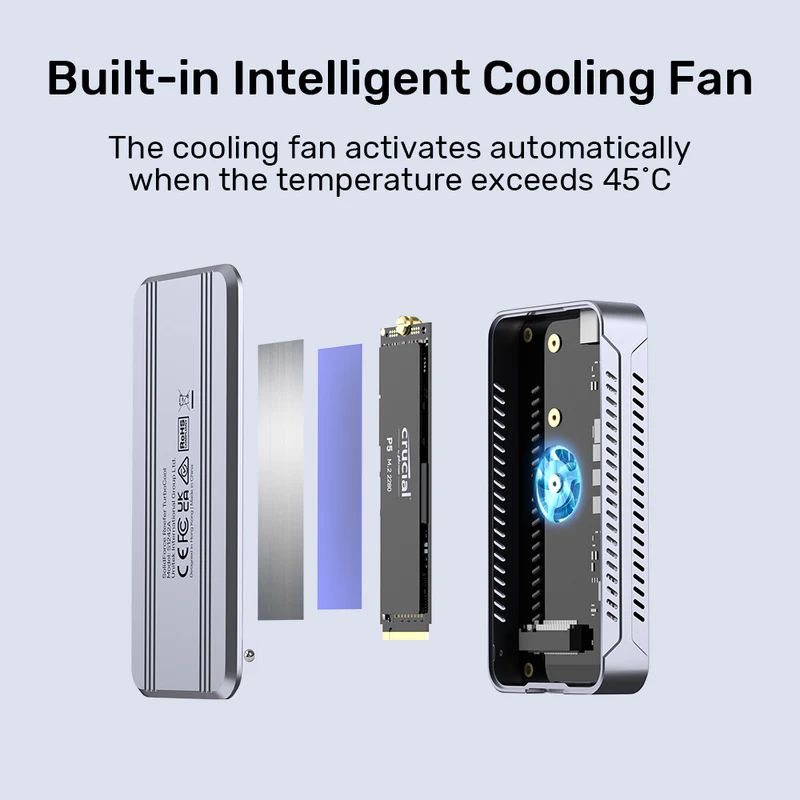 Unitek SolidForce Reefer TurboCool USB4 40Gbps M.2 SSD Enclosure with Cooling Fan