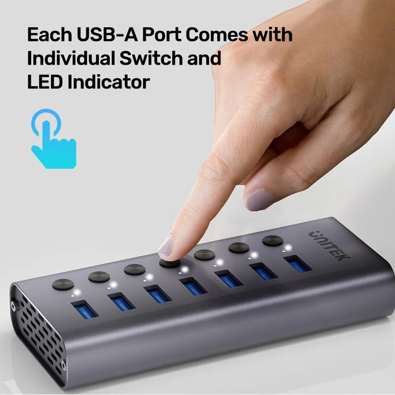 Unitek 7-in-1 Individual Switches Hub Space Grey