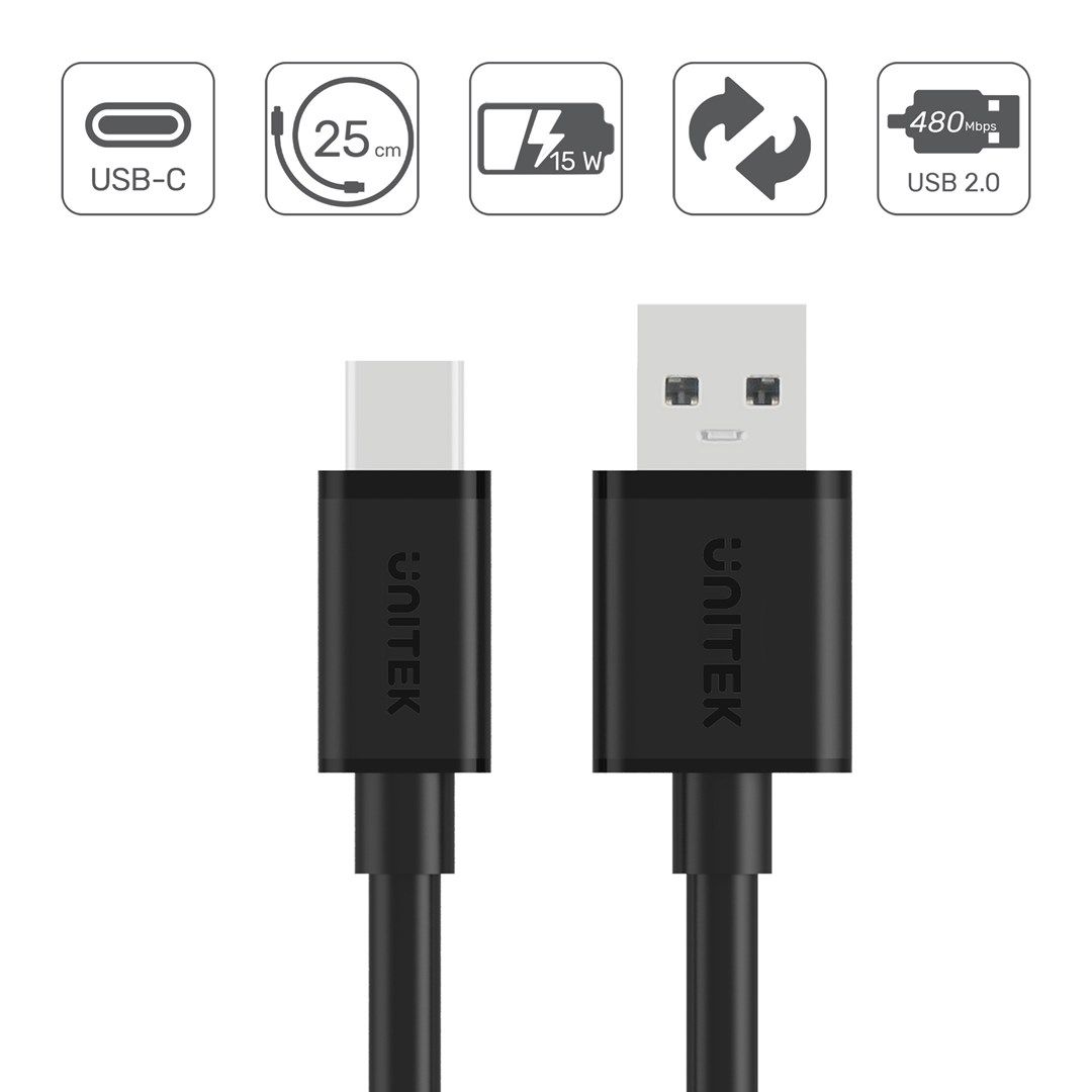 Unitek USB to USB-C Cable 0,25m Black
