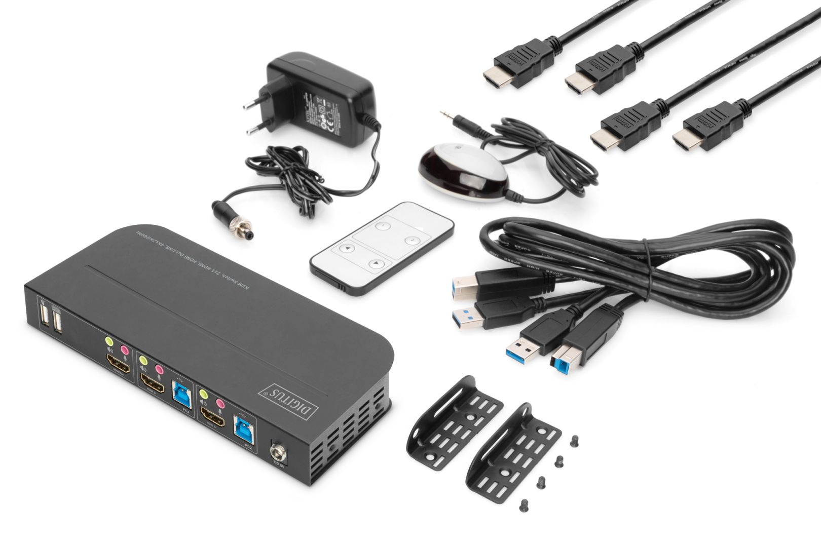 Digitus KVM Switch 2x1 HDMI HDMI Out USB 4Kx2K@60Hz Black