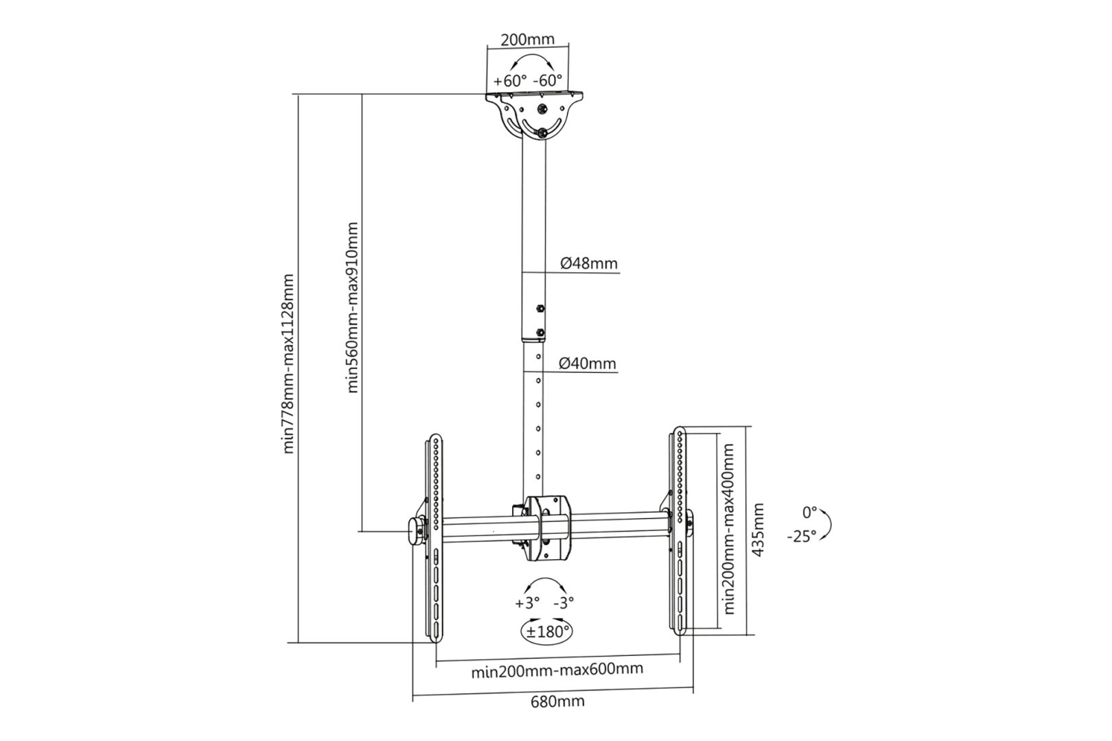 Digitus DA-90421 Monitor/TV Ceiling Mount 37-70