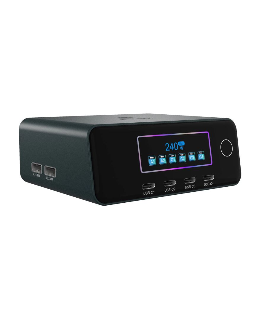 Raidsonic IcyBox GaN Charging Station with LCD-TFT display and up to 240 W