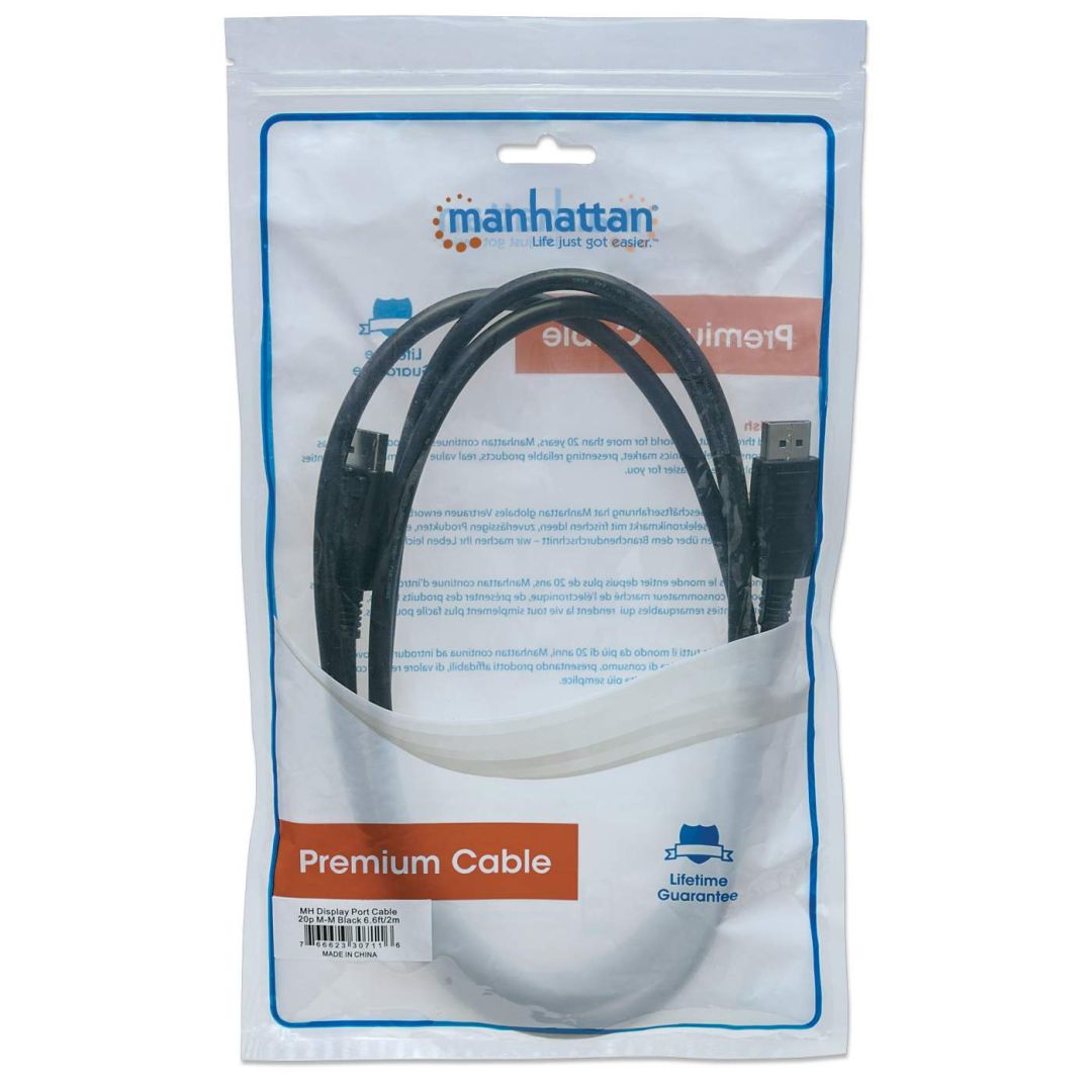 Manhattan 4K@60Hz DisplayPort 1.2 male/male Cable 2m Black