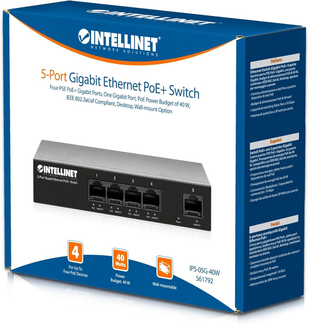 Intellinet 5-Port PoE Switch Black