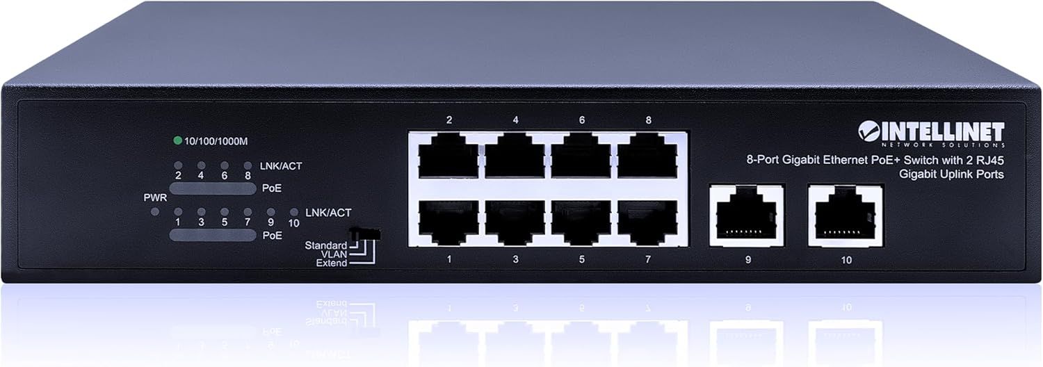Intellinet 8-Port PoE Switch Black