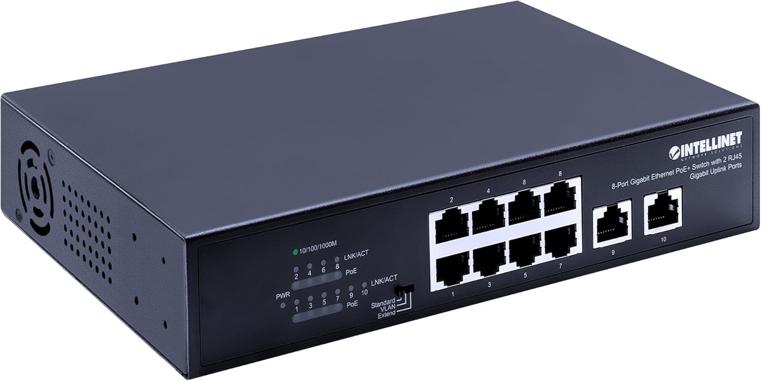 Intellinet 8-Port PoE Switch Black