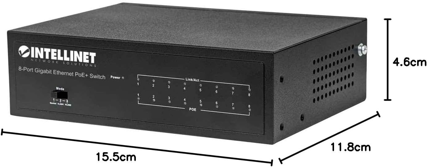 Intellinet 8-Port PoE Switch Black