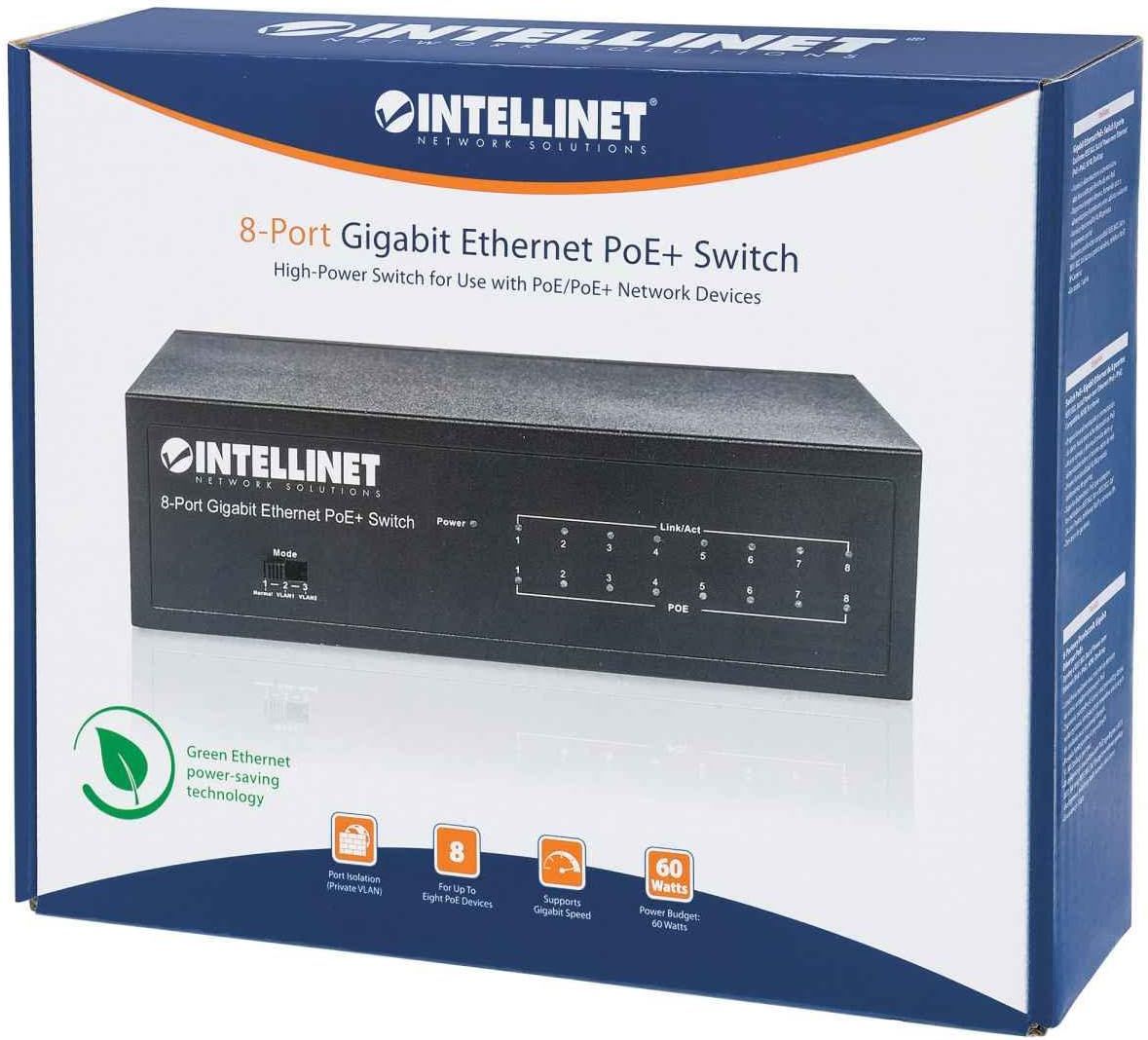 Intellinet 8-Port PoE Switch Black