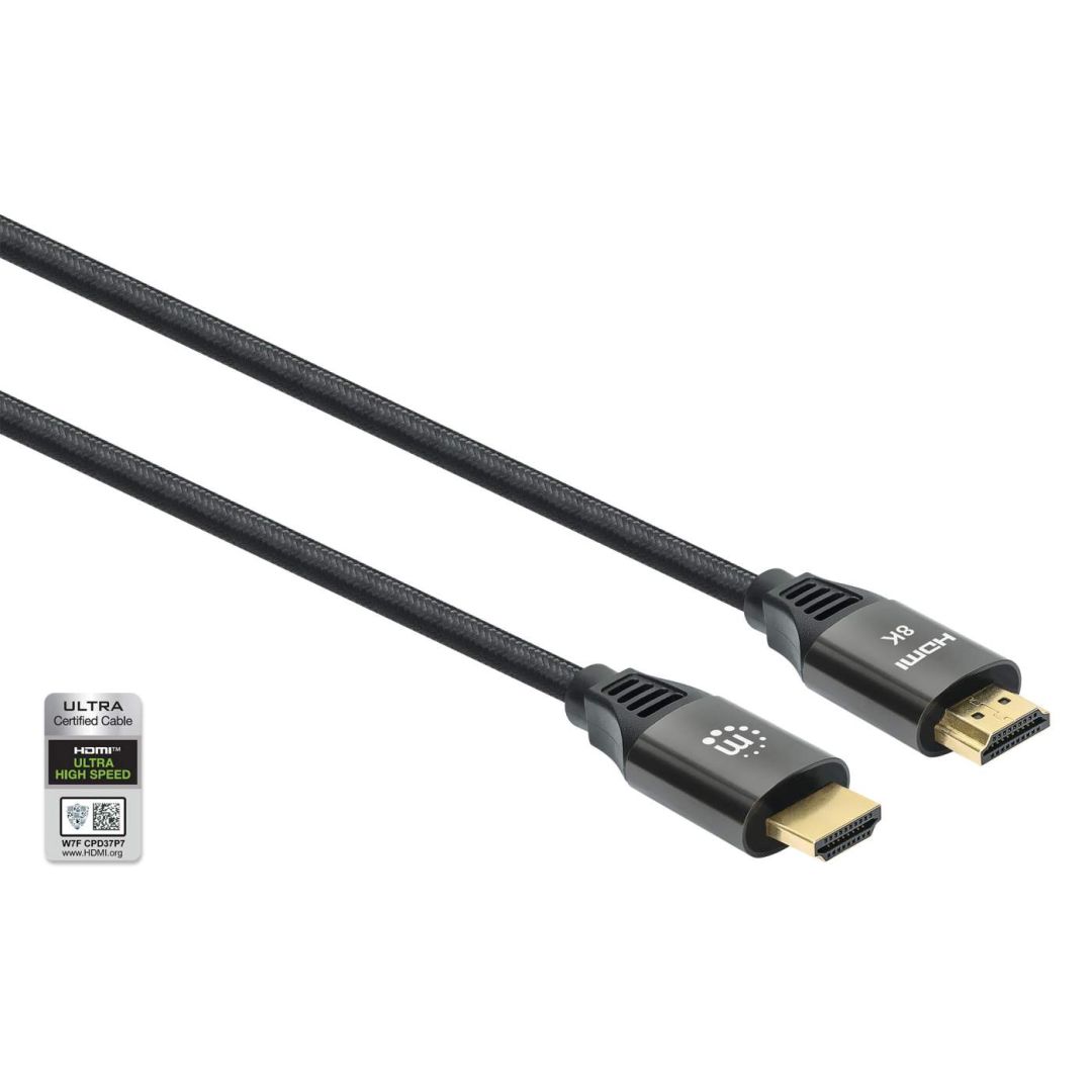 Manhattan 8K@60Hz Certified Ultra High Speed HDMI with Ethernet cable 1m Black