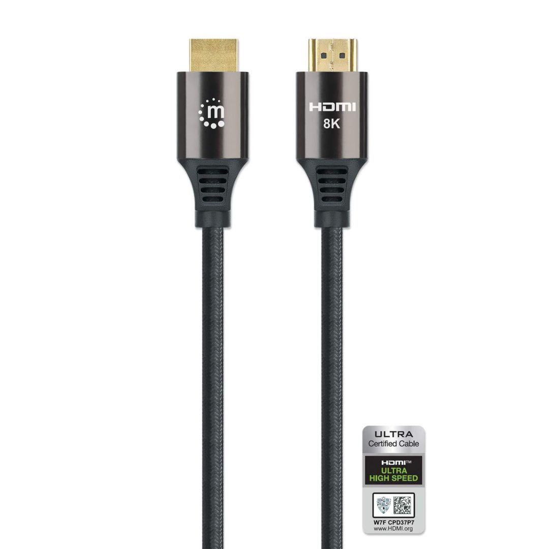 Manhattan 8K@60Hz Certified Ultra High Speed HDMI with Ethernet cable 1m Black