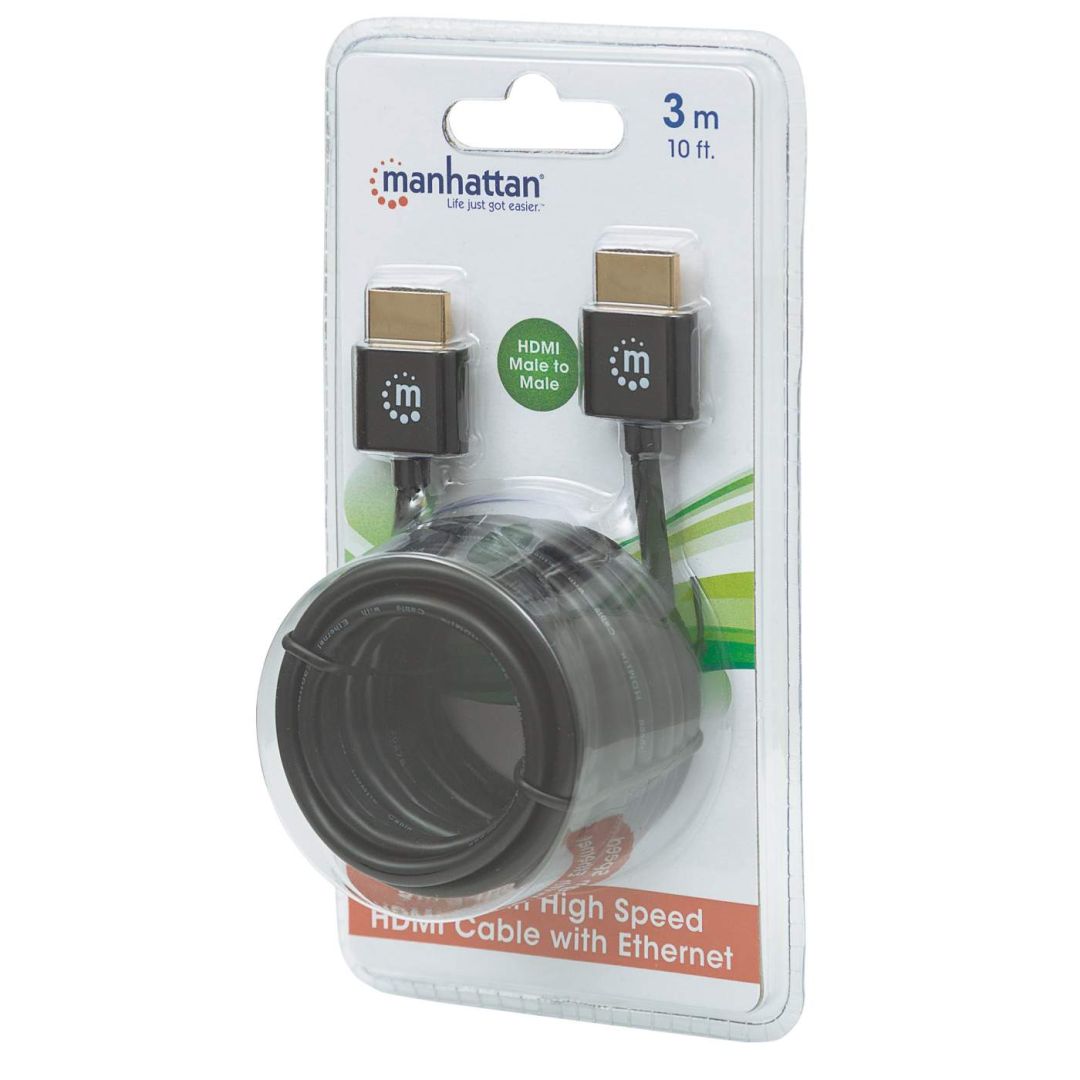 Manhattan Super-slim High Speed HDMI with Ethernet 4K60Hz cable 3m Black