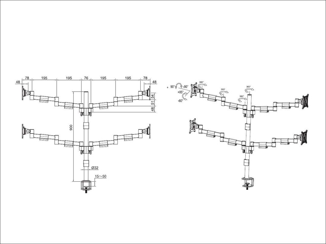 Multibrackets M VESA Deskmount Officeline Quad 15
