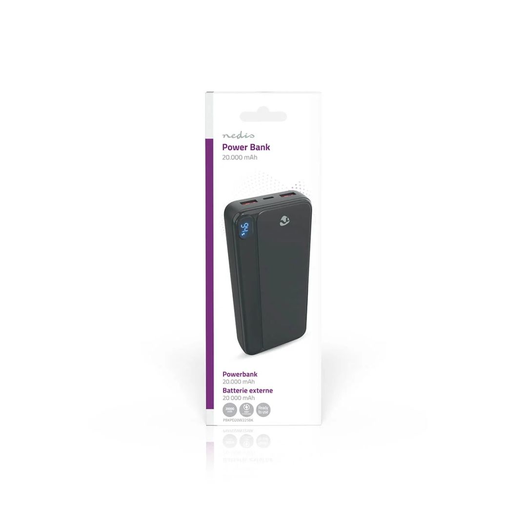 Nedis PBKPD20W225BK 20000mAh Powerbank Black