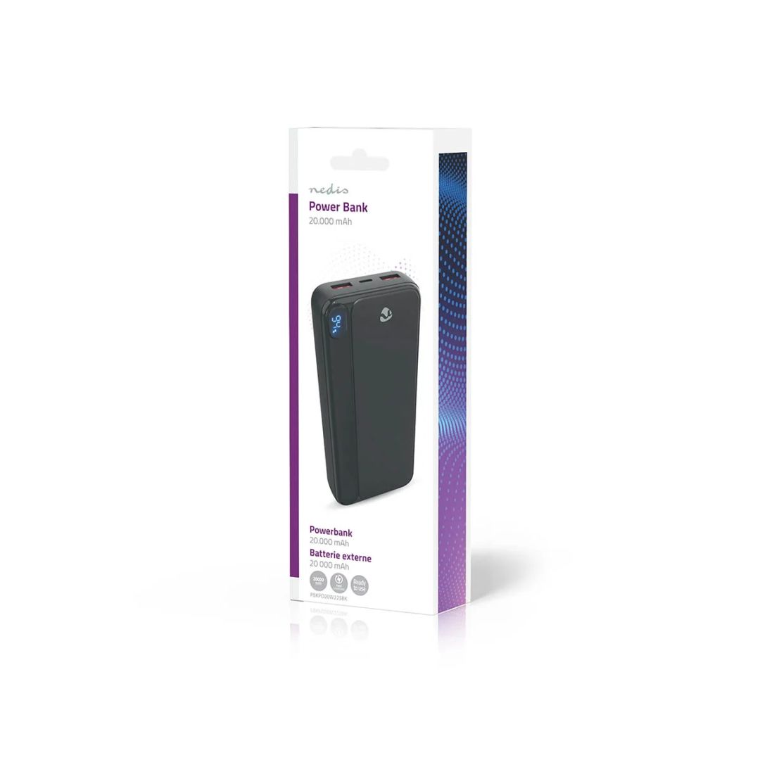 Nedis PBKPD20W225BK 20000mAh Powerbank Black