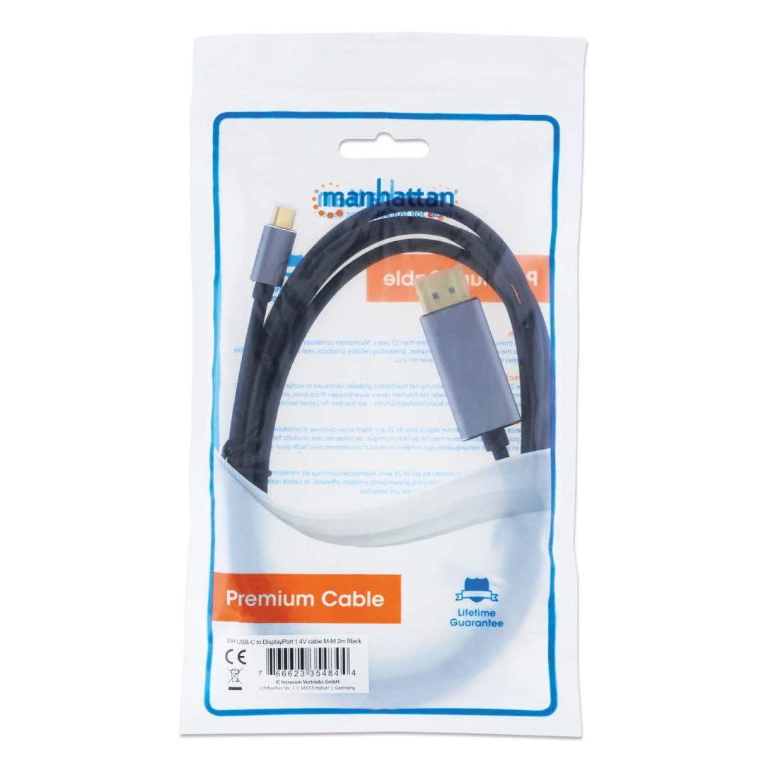 Manhattan 8K@60Hz USB-C to DisplayPort 1.4 Adapter Cable 3m Black