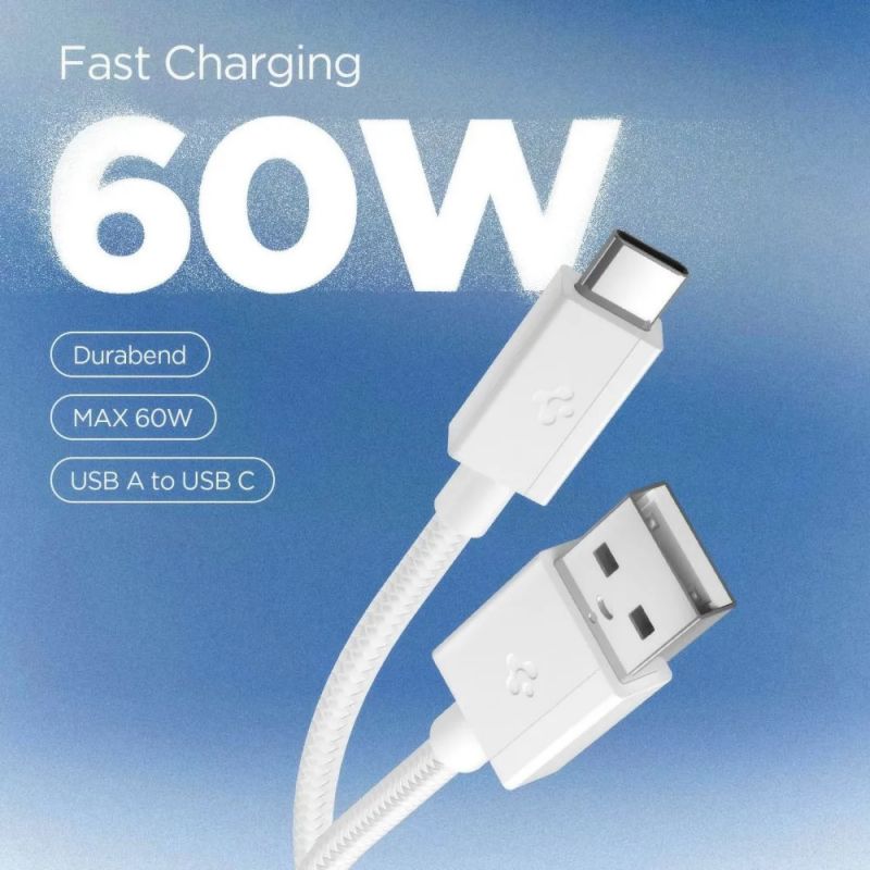 Spigen Essential USB-A to USB-C 60W Fabric Cable 1,5m White