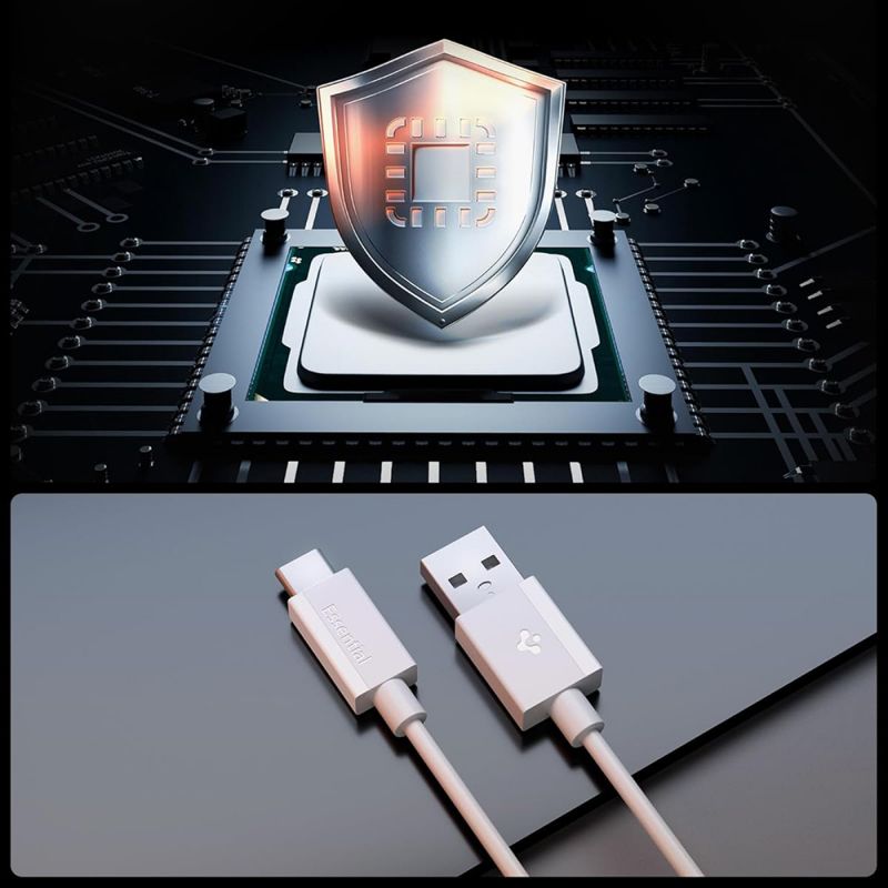Spigen Essential USB-A to USB-C 60W Fabric Cable 1,5m White