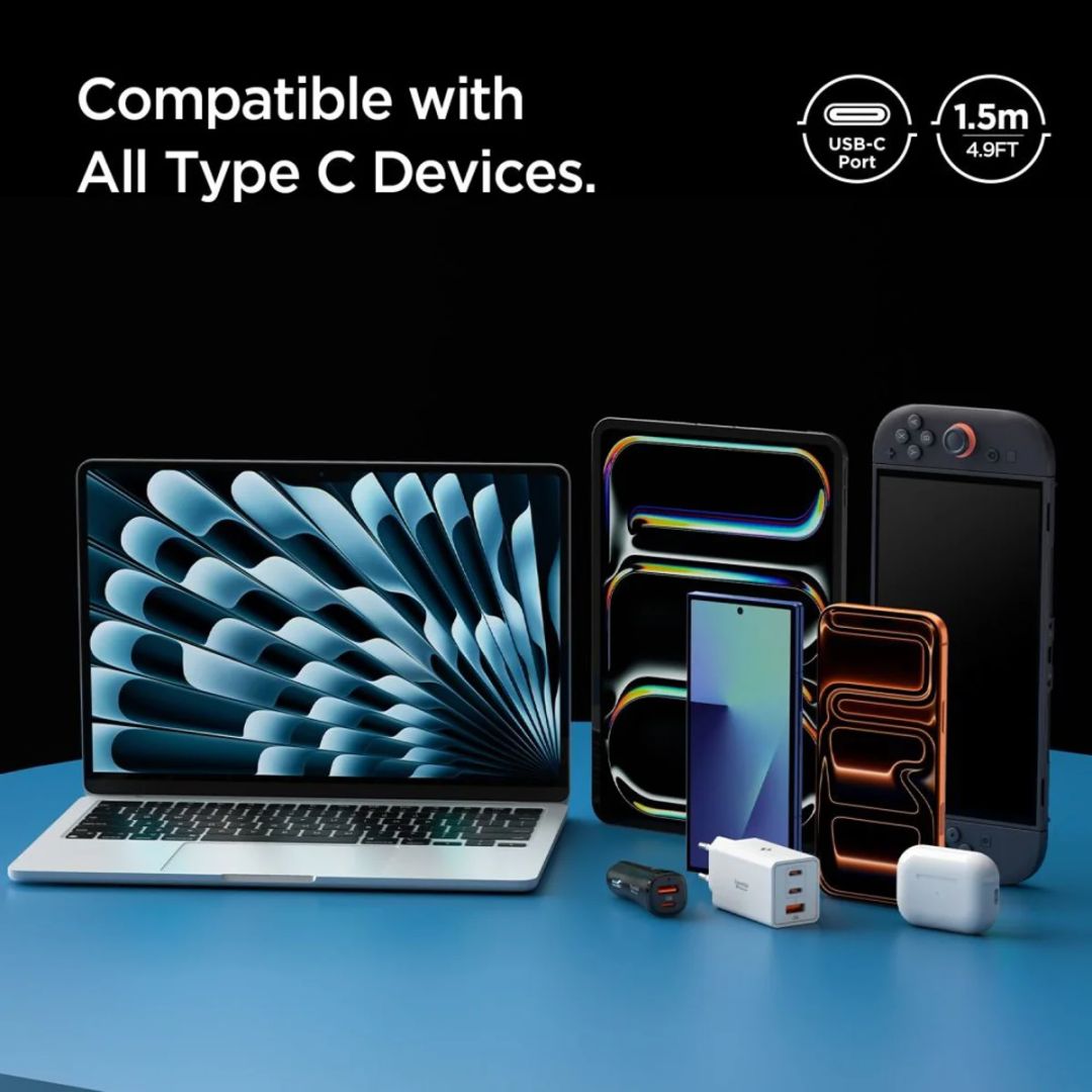 Spigen Essential USB-C to USB-C 60W Cable 1,5m Gunmetal