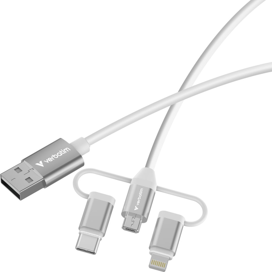 Verbatim Essentials 3-in-1 Sync & Charge Cable 1m White
