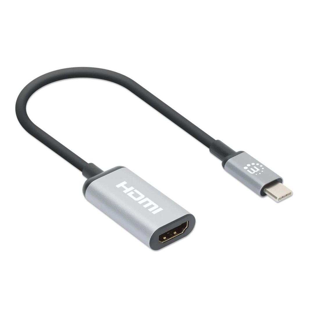 Manhattan 4K@60Hz USB-C to HDMI Adapter Aluminum Silver