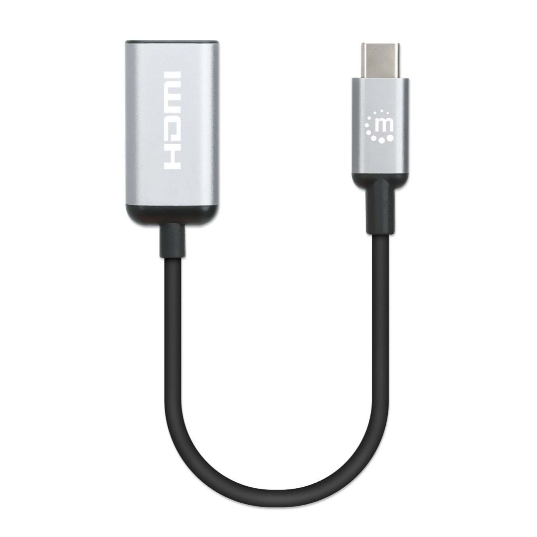 Manhattan 4K@60Hz USB-C to HDMI Adapter Aluminum Silver