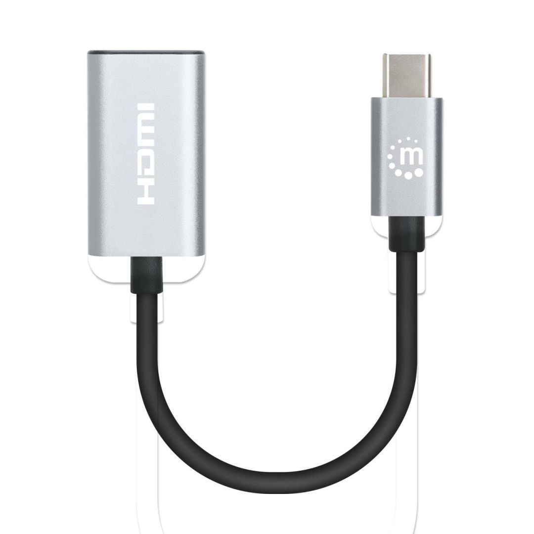 Manhattan 4K@60Hz USB-C to HDMI Adapter Aluminum Grey