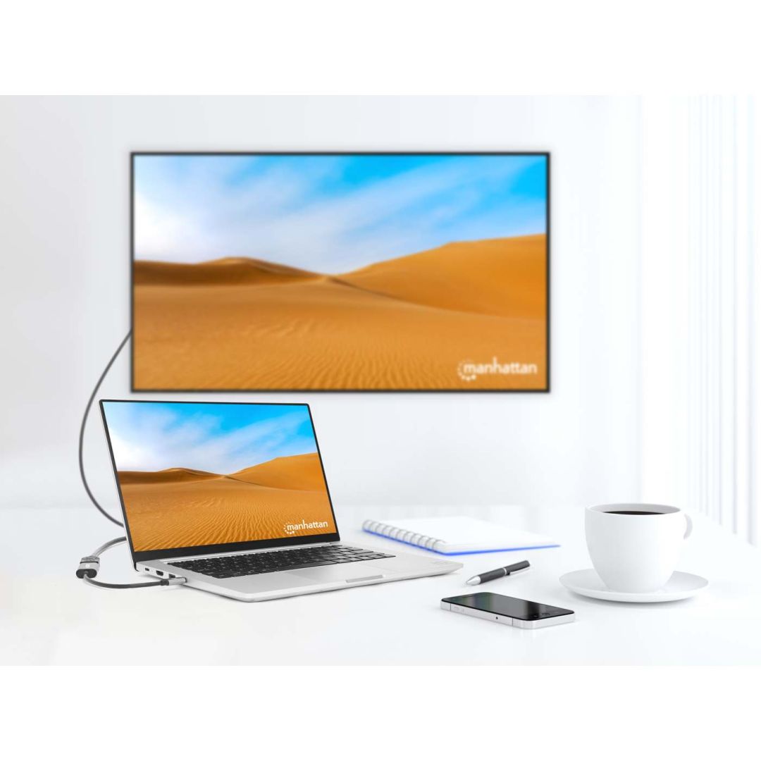 Manhattan 4K@60Hz USB-C to HDMI Adapter Aluminum Grey
