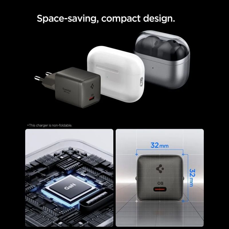 Spigen ArcStation Essential 30W Wall Charger Gunmetal
