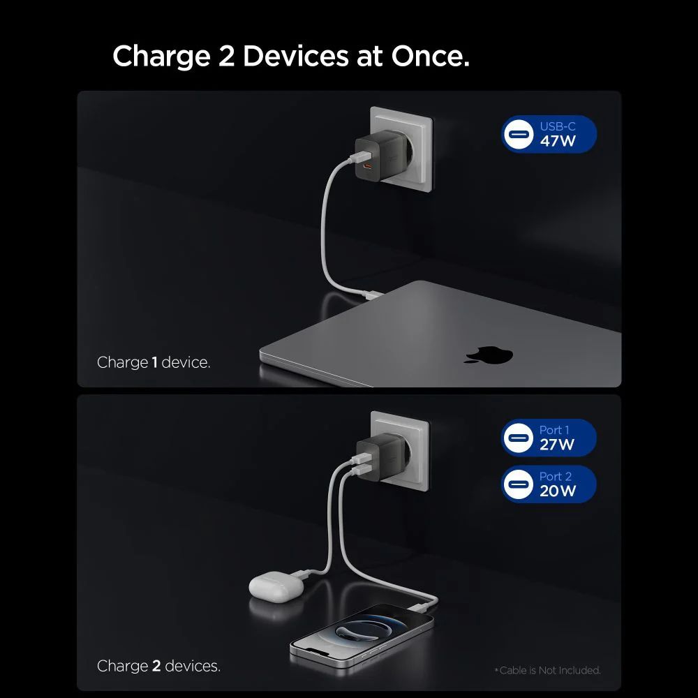 Spigen Essential 47W Wall Charger Gunmetal